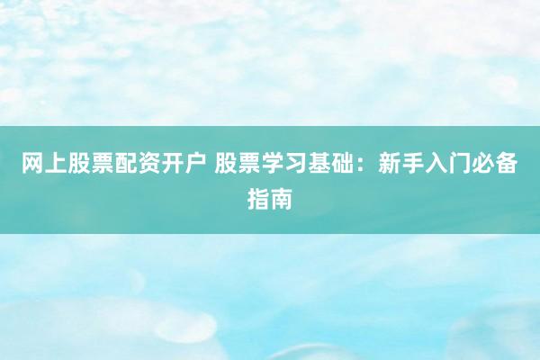 网上股票配资开户 股票学习基础：新手入门必备指南