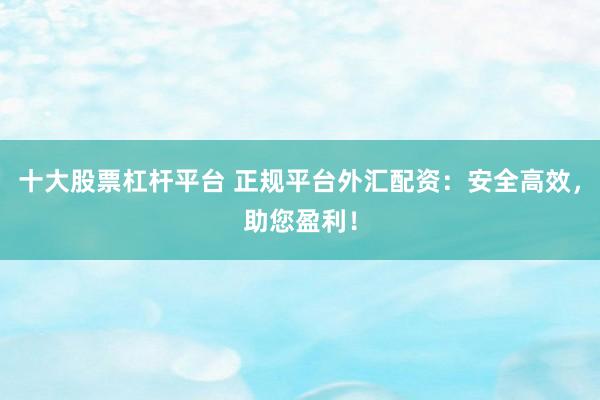 十大股票杠杆平台 正规平台外汇配资：安全高效，助您盈利！