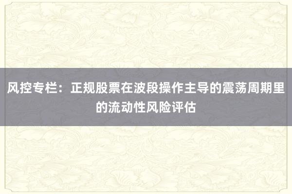 风控专栏：正规股票在波段操作主导的震荡周期里的流动性风险评估