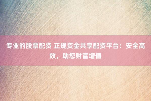 专业的股票配资 正规资金共享配资平台：安全高效，助您财富增值