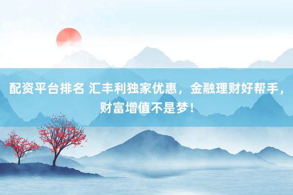 配资平台排名 汇丰利独家优惠，金融理财好帮手，财富增值不是梦！