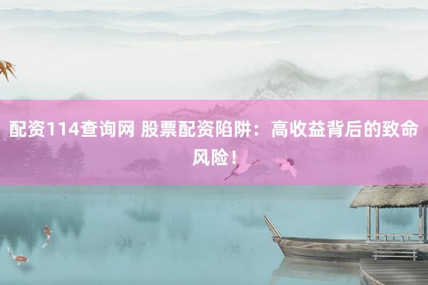 配资114查询网 股票配资陷阱：高收益背后的致命风险！