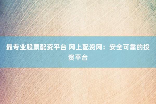 最专业股票配资平台 网上配资网：安全可靠的投资平台