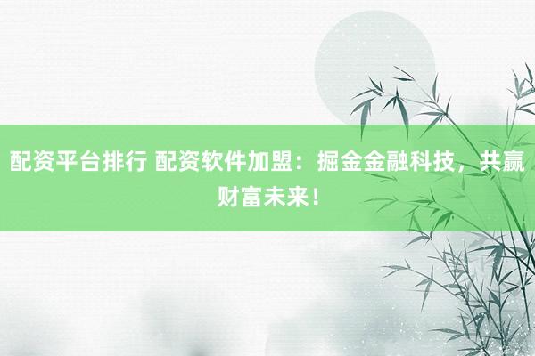 配资平台排行 配资软件加盟：掘金金融科技，共赢财富未来！
